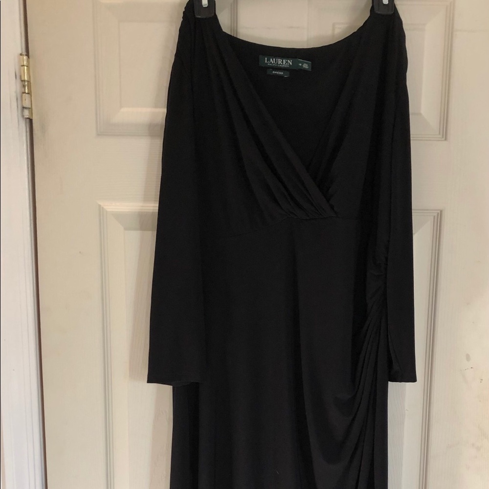 Black Lauren Ralph Lauren faux wrap ruched dress